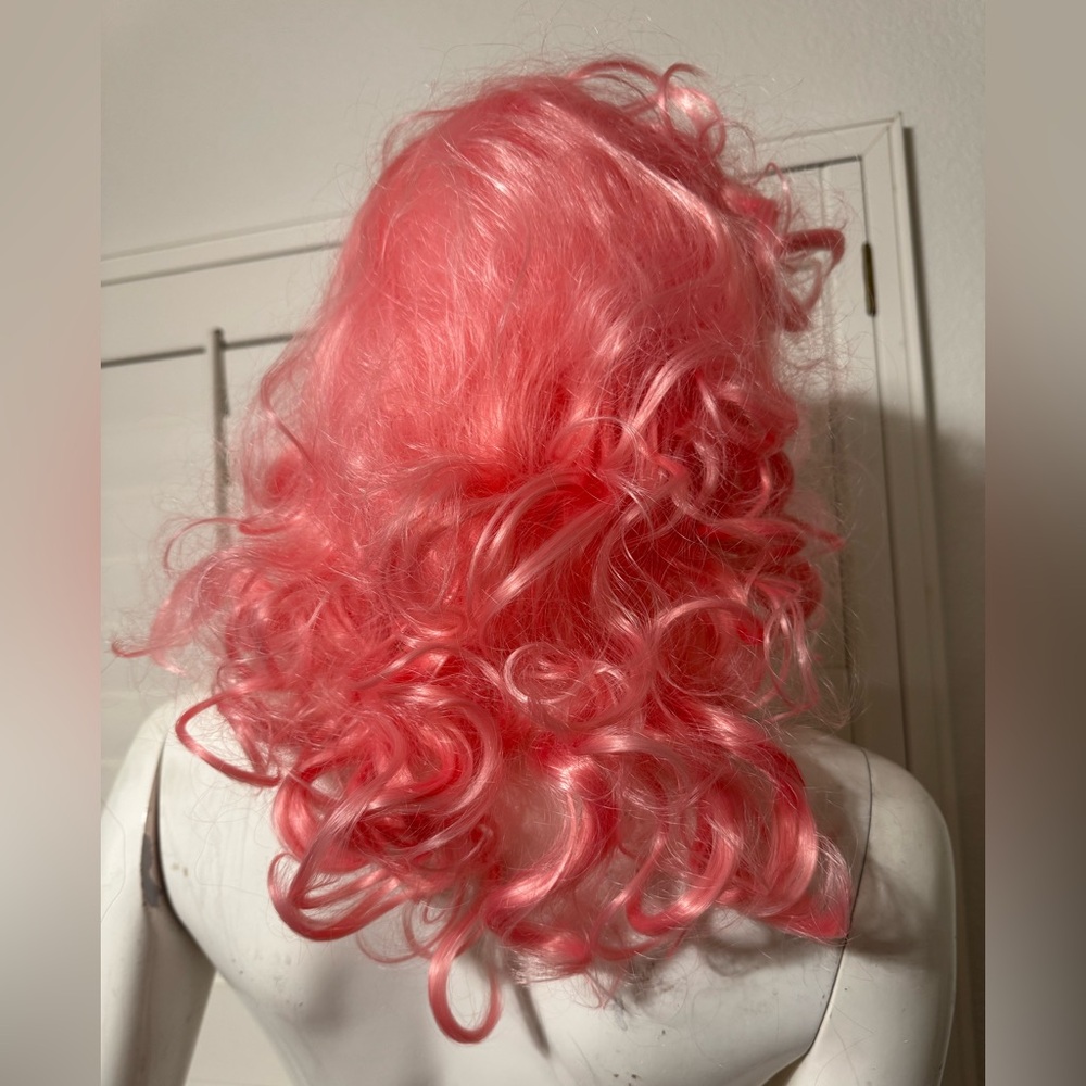 Pink Curly Wig New pink wig hair cosplay rave festival costume outfit